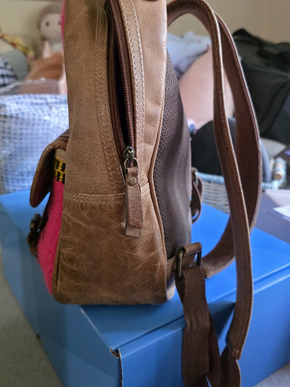 Myra Bag Pink Southwestern Patterned Leather-Trim Backpack - Picture 3 of 7